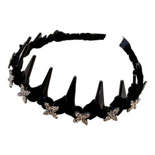 四叶草微镶黑色波浪高颅顶发箍女2025新款高级感洋气时尚头饰发卡