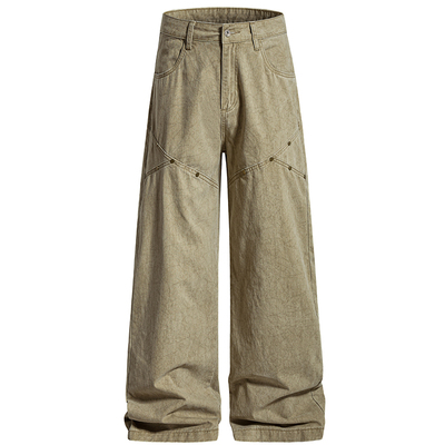 美式复古铆钉工装宽松显瘦男裤潮