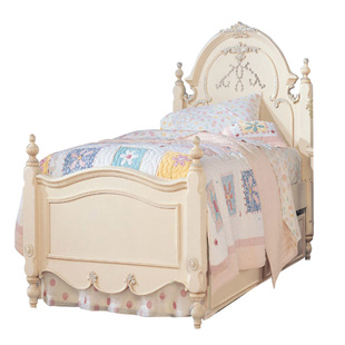 法式公主床实木雕花储物男女儿童单人床美式复古做旧1.8米双人床