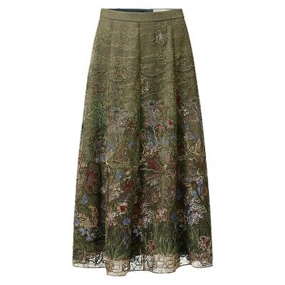 VGRASSA字网底蕾丝印花刺绣伞裙