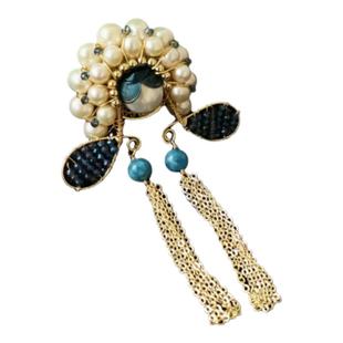 刀马旦气质胸针天然淡水珍珠脸谱高档女别针小众国潮配饰品民族风