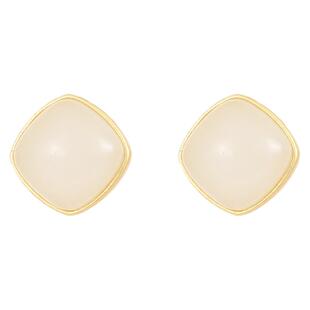 【紫罗兰正版】倾方S925纯银耳钉女高级感和田玉耳饰生日礼物潮