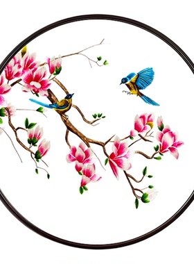 新中式苏绣双面绣花鸟隔断屏风