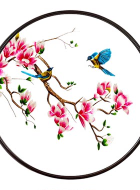 新中式苏绣双面绣花鸟隔断屏风