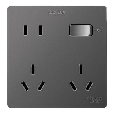 德力西86型一开八孔插座带开关多功能10十孔超薄面板6孔多孔厨房
