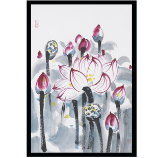 齐白石徐悲鸿名画海报虾马山水国画水墨画现代客厅宿舍装饰贴挂画