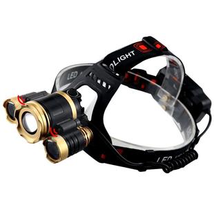 三头感应变焦头灯可充电户外矿灯白光照明挥手控制开关户外钓鱼T6