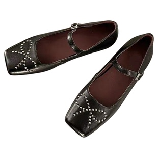 羊皮版～蝴蝶结设计玛丽珍鞋真皮单鞋女平底内增高软底百搭小皮鞋