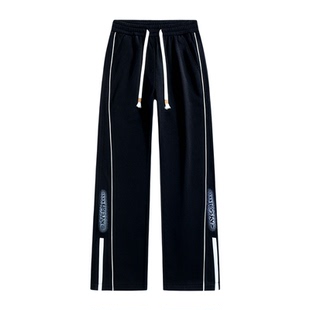 秋冬季新款加绒长裤子男孩青少年加厚大童学生直筒运动休闲潮卫裤