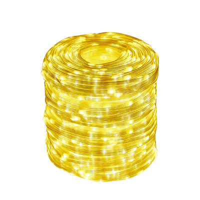 粉色太阳能皮线彩灯闪灯串灯