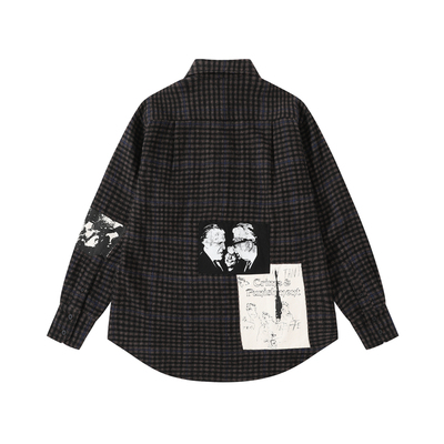 咆哮的小眼睛漫画贴布羊毛衬衫