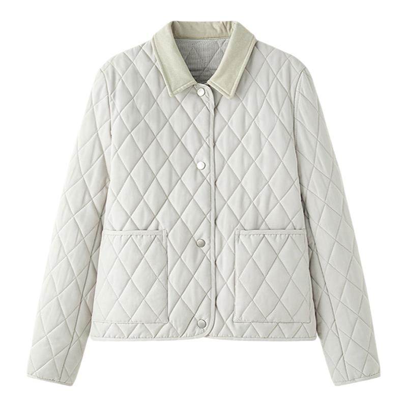 董洁同款  A MemoryInside骆驼绒2024冬季新复古菱格纹棉服外套女