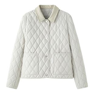 董洁同款  A MemoryInside骆驼绒2025冬季新复古菱格纹棉服外套女