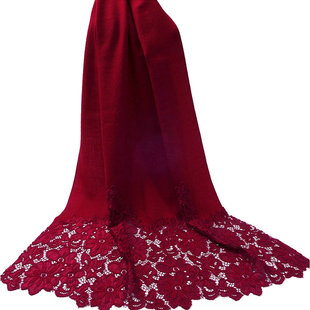 高档红色披肩绣花羊毛围巾婚礼妈妈喜婆婆旗袍礼服喜服冬季外披