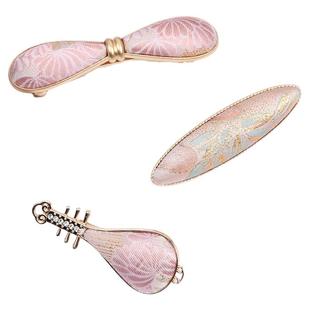 非遗宋锦发夹配饰上久楷粉色名家真丝国风发圈古典耳环挂件饰品新