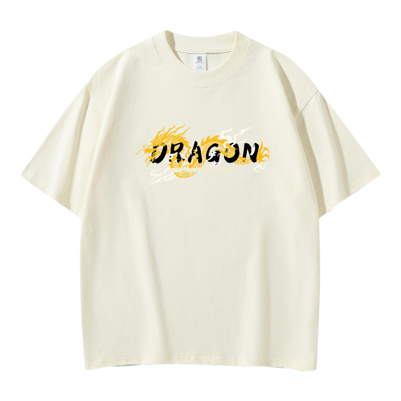 国潮DRAGON龙图腾印花短袖T恤男