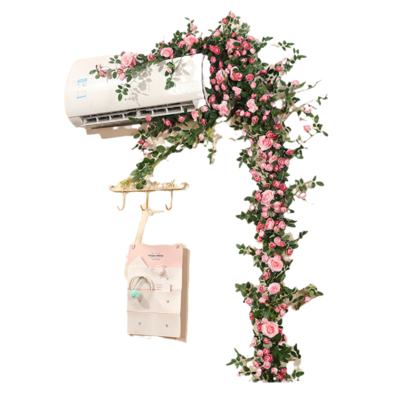 仿真玫瑰花藤假花塑料藤条空调管道缠绕藤蔓装饰遮挡吊顶花条植物