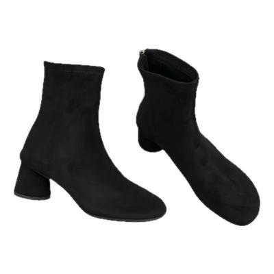 高跟复古绒面瘦瘦短靴女鞋