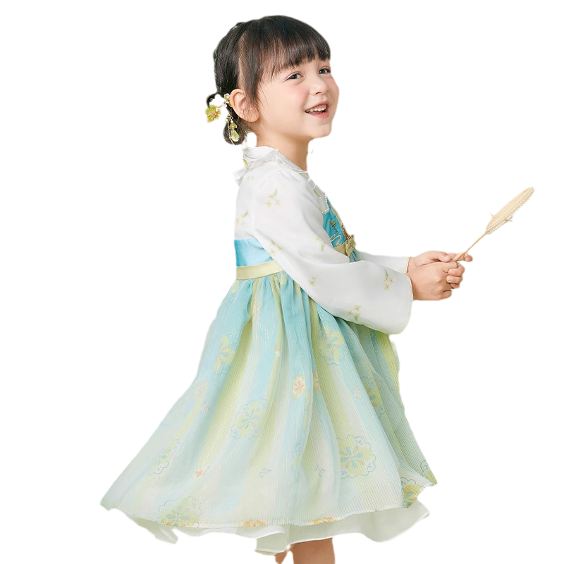 巴拉巴拉女童连衣裙小童宝宝长袖纱裙儿童汉服公主裙秋装新款童装