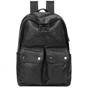 NESBIT【孓迹】男士双肩包商务通勤大容量电脑包简约黑色皮质背包