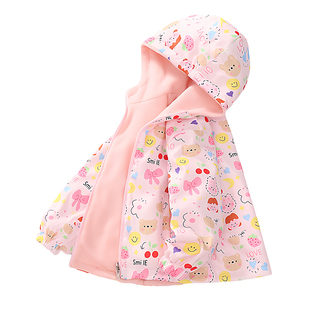 雅鹿女童外套春季加厚摇粒绒一体绒风衣2026新款小女孩粉色冲锋衣