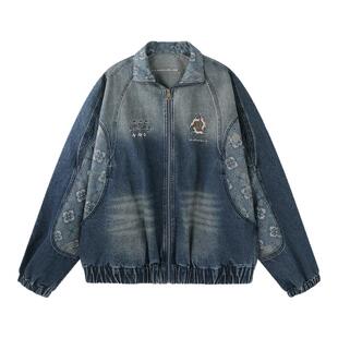 敦煌联名BJHG不计后果牛仔外套男冬季潮牌美式复古水洗印花夹克女