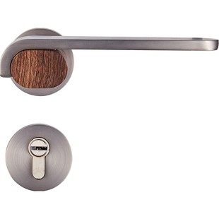 三环静音磁吸分体门锁室内卧室木纹执手实木房门精铸套装锁具DF55