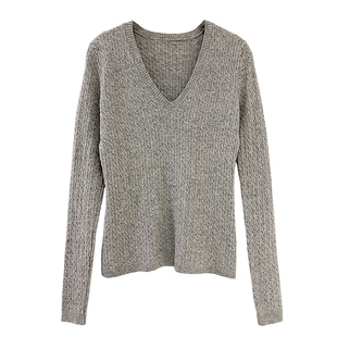 misslady麻花v领修身针织打底衫女士包芯纱毛衣内搭简约纯色显瘦
