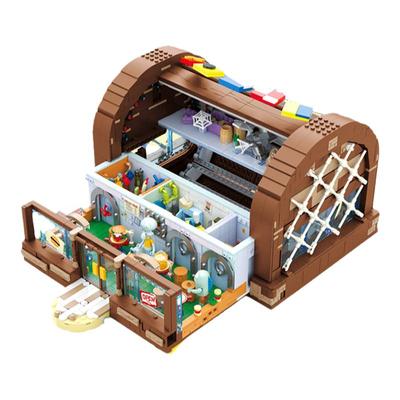 AREAX砖区海绵宝宝蟹堡王餐厅正版联名积木拼装玩具diy礼物AB0027