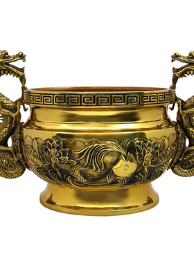 寺庙室外双耳龙头仿古风供佛铜鼎