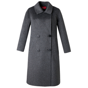 羊毛大衣双面绒女长款加厚加大码高级秋冬新品牌中年妈妈毛呢外套