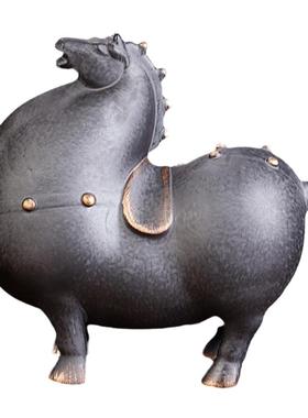 陶瓷唐马摆件十二生肖招财将军马