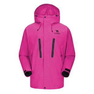 骆驼王者凯甲ONE冲锋衣女款三合一破晓紫玫红外套防水登山服装男