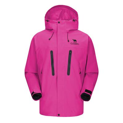 骆驼王者凯甲ONE冲锋衣女款三合一破晓紫玫红外套防水登山服装男