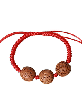 桃核手串婴儿小宝宝天然红绳手链