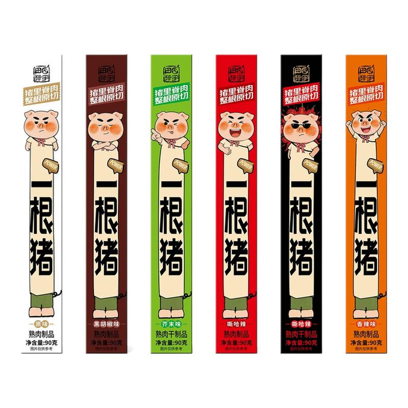 田园猎手一根猪斯哈辣超长细条猪肉干零食一只猪辣条90g