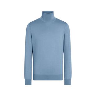 ZEGNA杰尼亚男装冬季新品混浅蓝色Cashseta针织高领毛衣