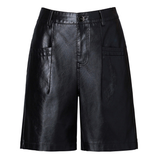 皮短裤女2025新款韩版高腰显瘦百搭外穿女阔腿五分裤皮裤秋冬靴裤