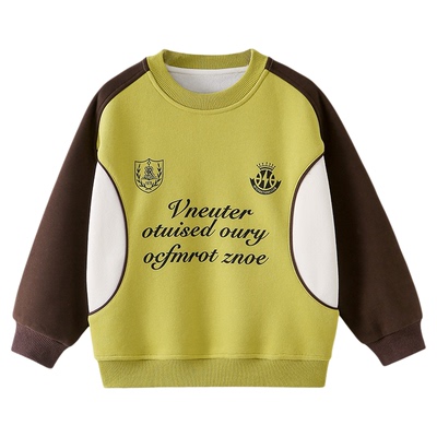 男童加绒卫衣秋冬款2025冬装新款儿童加绒加厚一体绒保暖拼接上衣