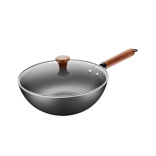 爱仕达铁锅大炒锅家用无涂层炒菜锅老式燃煤气灶明火适用平底锅