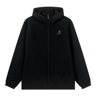 特步加绒外套男新款冬季连帽防风衣官方旗舰店正品户外休闲运动服