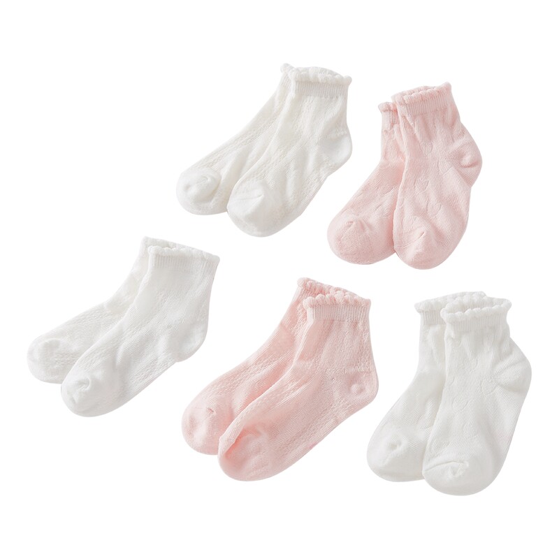女童袜子夏天儿童春秋薄款袜子泡泡花边不闷汗柔软百搭女宝宝短袜