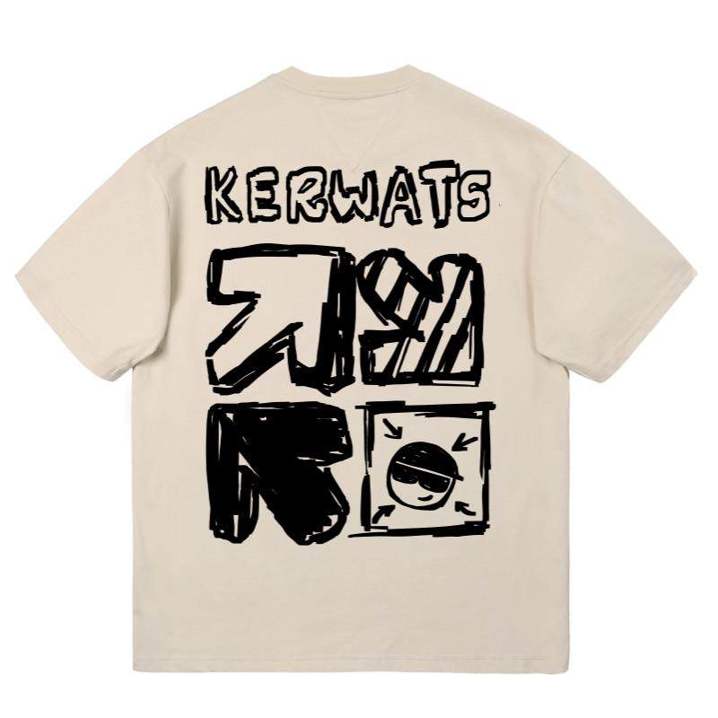 KERWATS可维斯大码品牌男女装潮牌t恤短袖宽松圆领重磅全棉上衣服