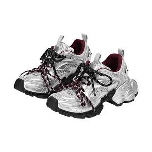 白鹿于文文同款|SUGARSU酥履新款复古增高拼色厚底绑带老爹女鞋