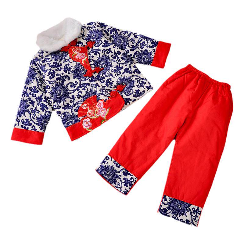 儿童唐装女童唐装宝宝冬季拜年唐装中国风礼服周岁汉服棉衣新年装