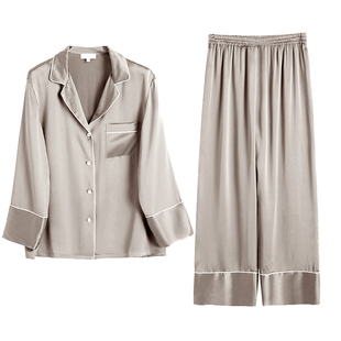 睡衣女士春夏季夏天丝绸冰丝长袖家居服春秋款薄款仿真丝大码套装