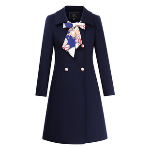 职业大衣女中长款工装冬季加厚保暖毛呢外套物业前台售楼部工作服