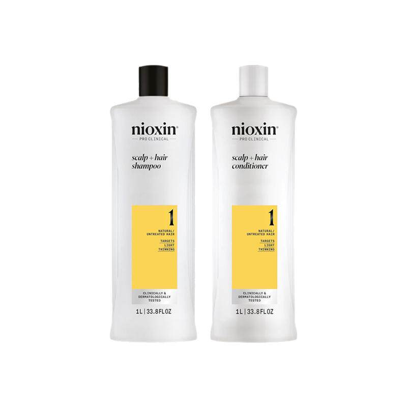 NIOXIN1号洗护套装1L*2控油蓬松 丽康丝洗发水护发素 美国进口