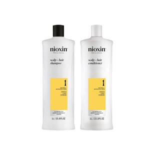 NIOXIN1号洗护套装1L*2控油蓬松 丽康丝洗发水护发素 美国进口