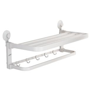 太力吸盘毛巾置物架卫生间一体免打孔浴室神器白色浴巾架子太空铝